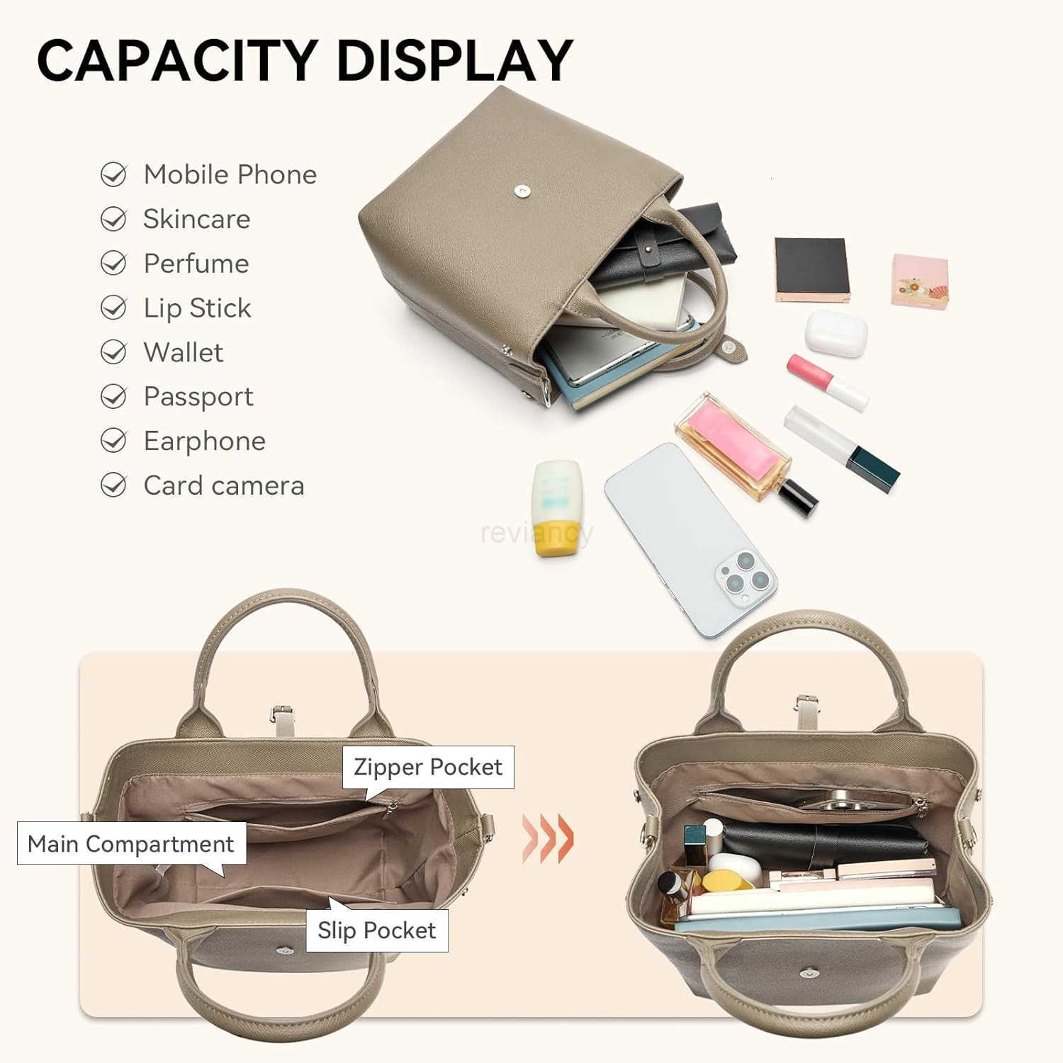 Satchel Bag for Women Adjustable Shape 3Way Carry Convertible Vegan Leather Tote for Work TravelW250913