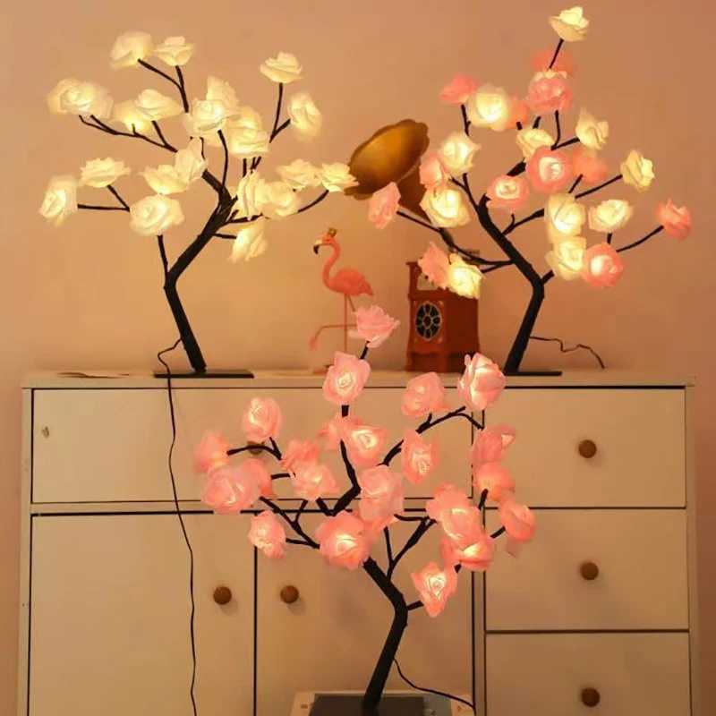LED Table Lamp Rose Flower Tree USB Night Lights Christmas Decoration Gift for Kids Room Rose Flower Lighting Home Decoration C250913