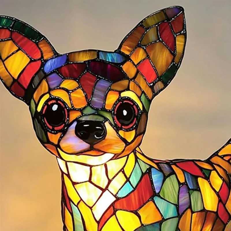 BAARPet Dogs Table LampsTabletop Night Light Chihuahua LampsDog Series Art Night Light In Retro Stained Resin Design C251122