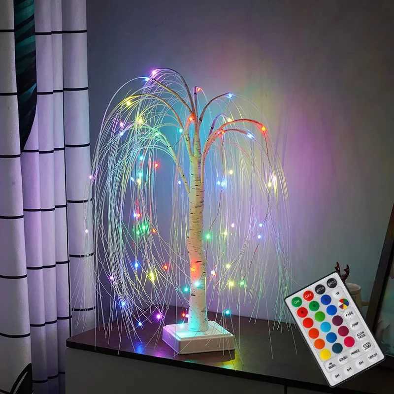 LED Willow Night Light Gypsophila RGB Tree Remote Table Lamp For Home Bedroom Wedding Christmas Indoor Decor Bedside Fairy Light C251122