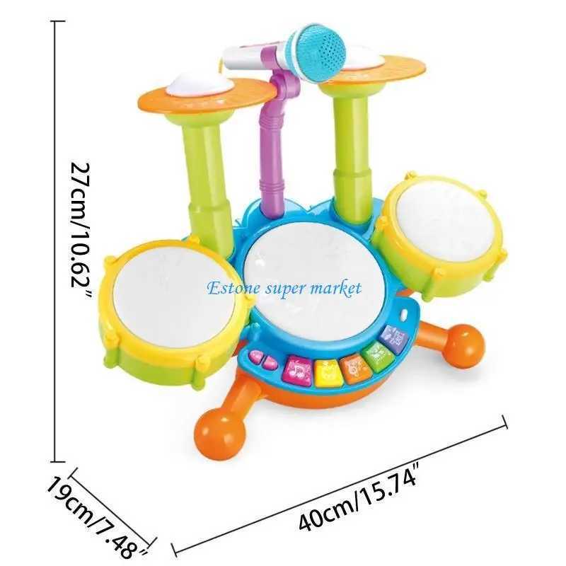 090B Kids Drum Set Musical Instrument Drum Set for Toddlers 13 Educational Toy C250913