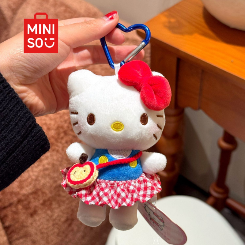 MINISO plaid skirt satchel Hello Kitty bag pendant keychain for girls gift birthday gift
