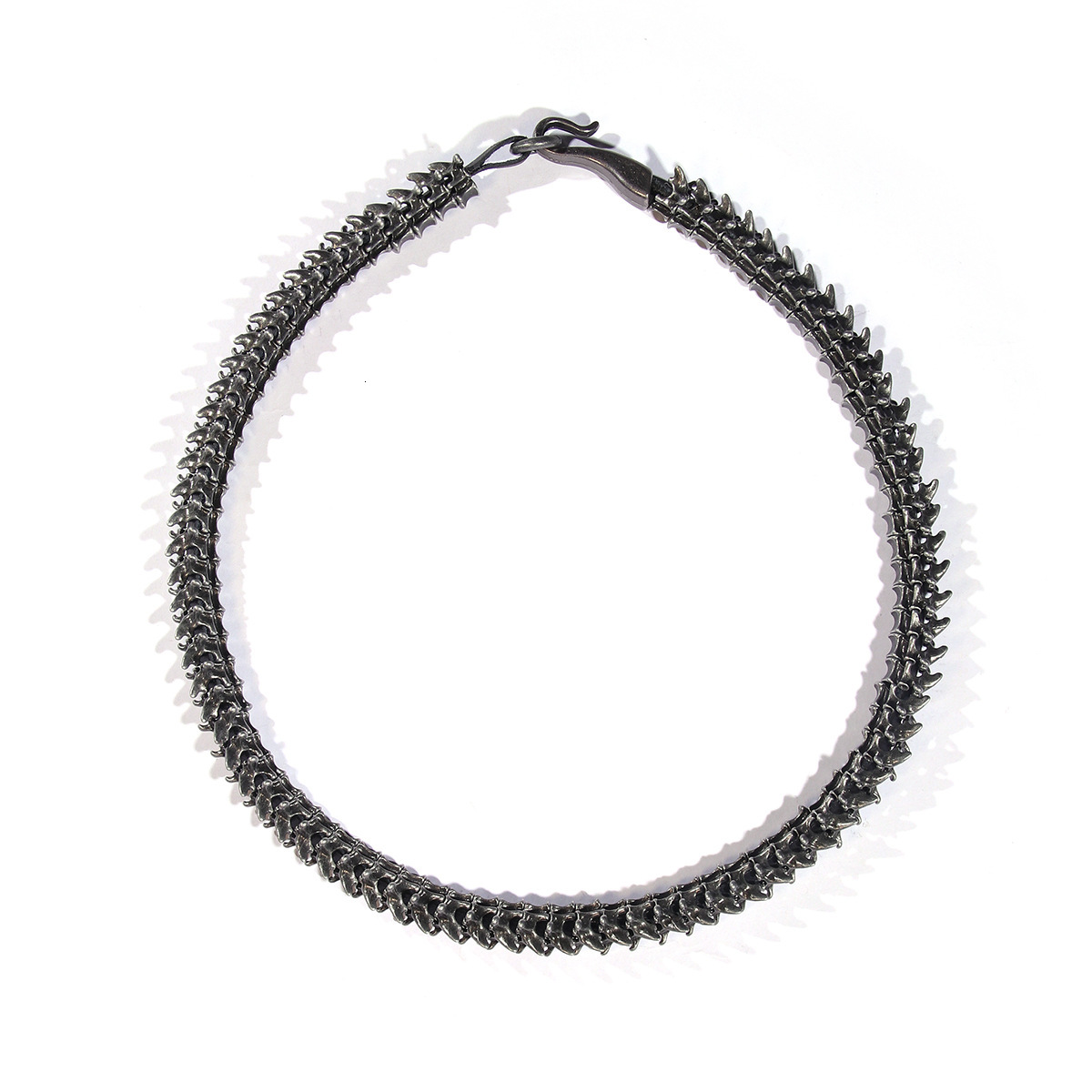 Hot Sale Punk Hip Hop Dark Dragon Spine Bone Leather Choker Alloy Bracelet Necklace ddmymoon