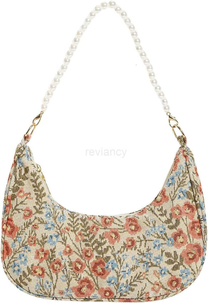 Womens Pearl Top Handle Shoulder Handbag Floral Hobo BagW250913