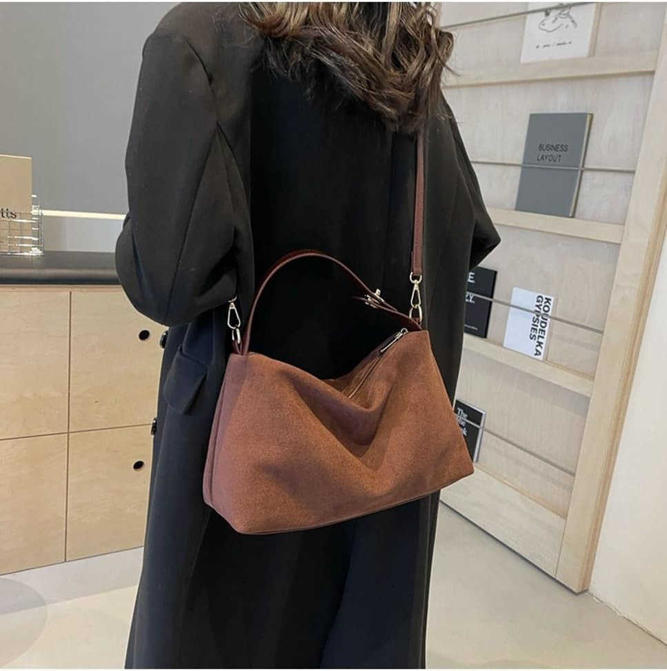 Slouchy Suede Cloud Hobo Bags Women Crescent Satchels Shoulder Bag Crossbody Phone Purse Trendy Tophandle Tote HandbagW250913