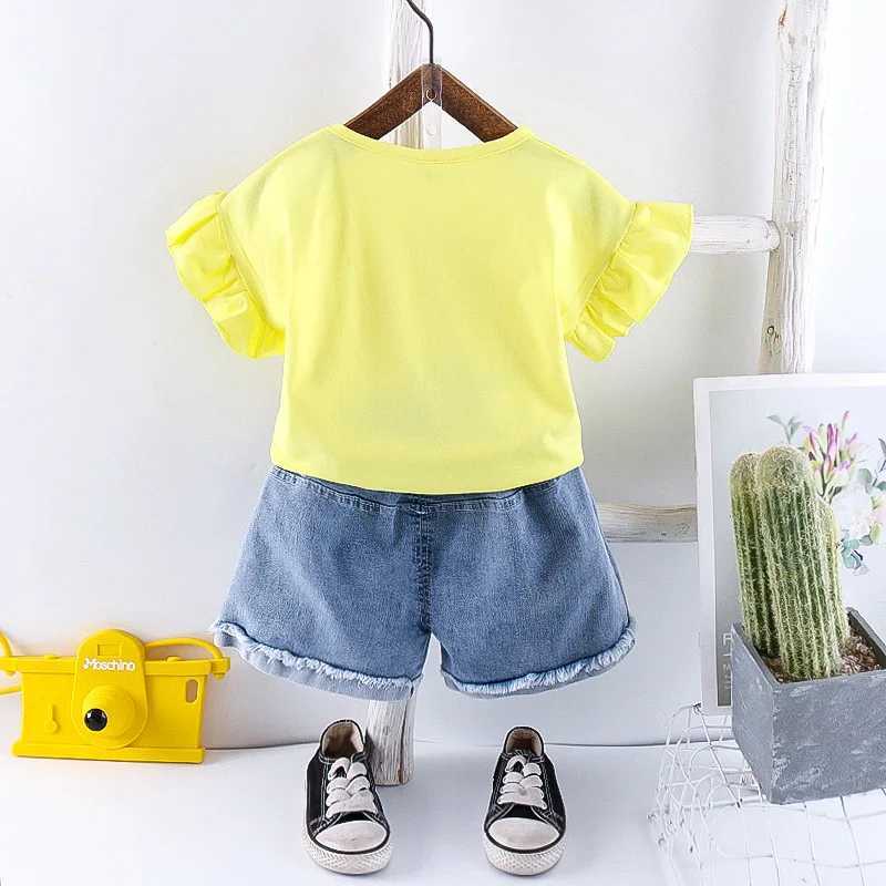 New Summer Fashion Baby Girl Clothes Suit Children Cute TShirt Shorts 2PcsSets Toddler Casual Costume Outfits Kids Tracksuits C250913