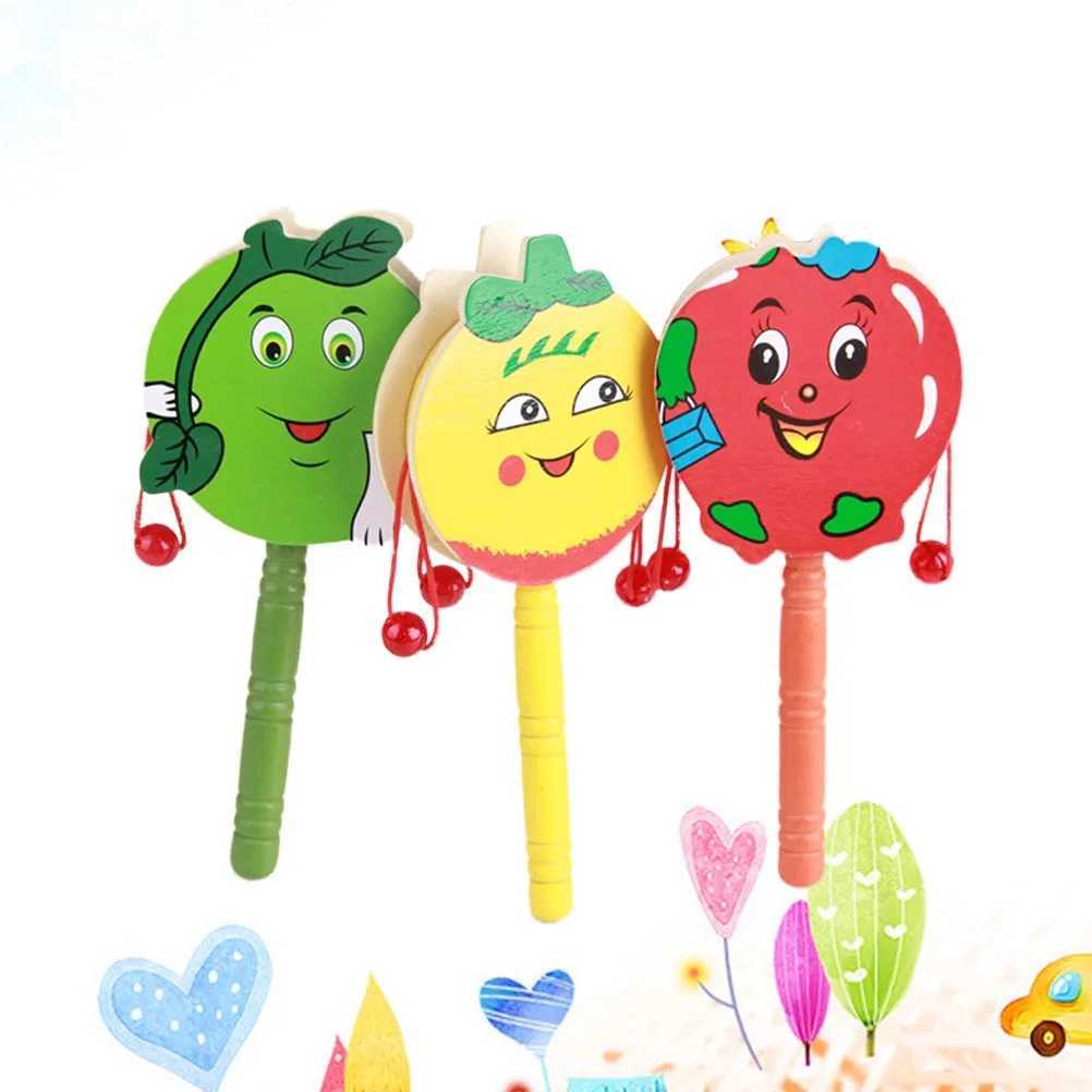 3 Pcs Baby Toys Wooden Wave Drum Shaking Music Creative RattleDrum Educational Toddler C250913