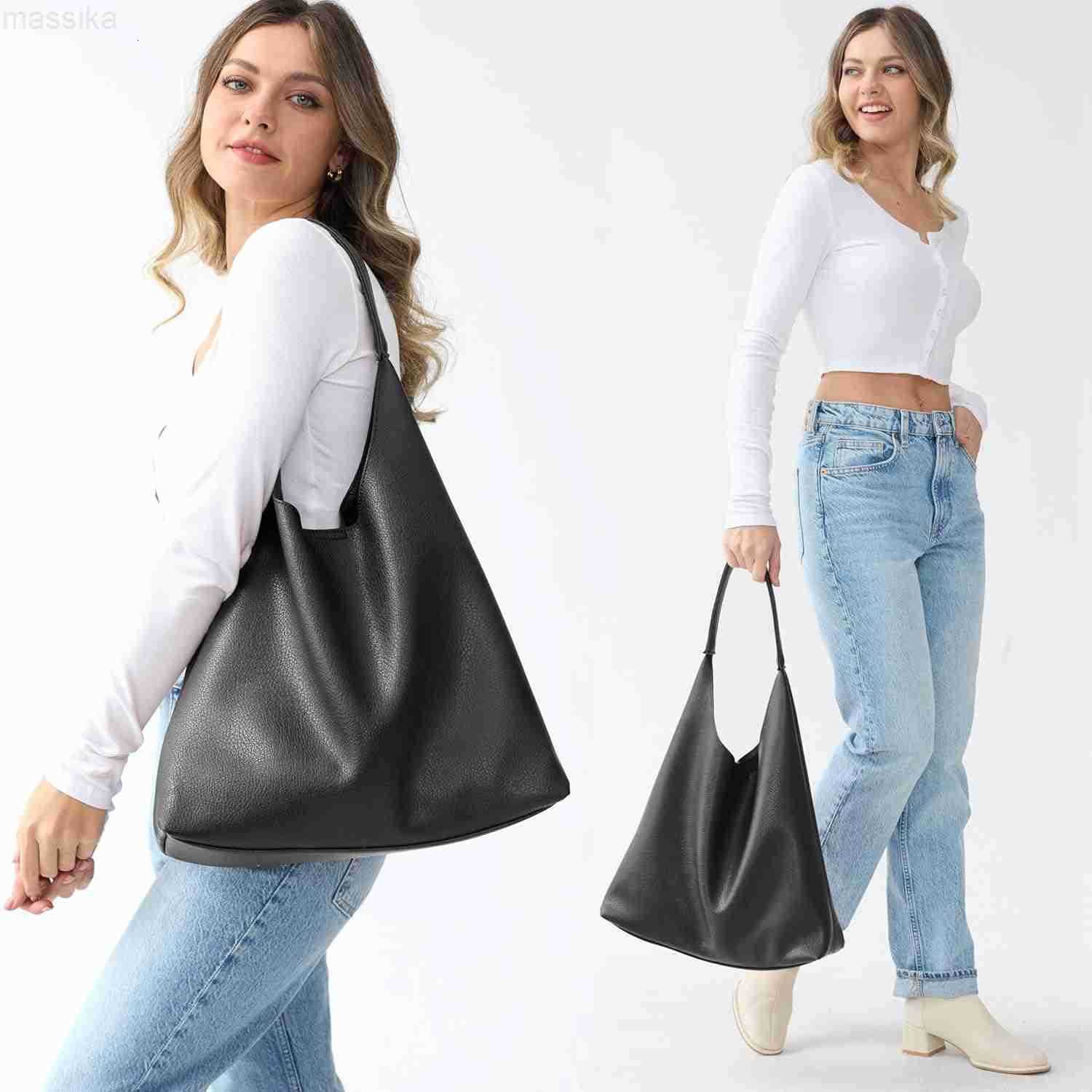 Hobo Bag for Women Soft Vegan Leather Shoulder Handbag Slouchy Tote Purses M250913