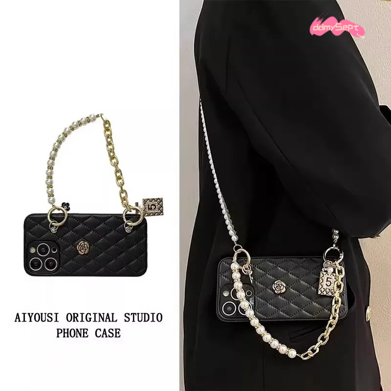 Fashion Phone Case 15 14 13 12 11 3D Camellia Cover With Chain For iPhone 16 Pro Max 250703 ddmythur