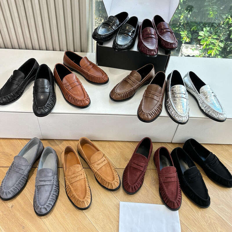 Top Quality Mens Womens Leather Loafers Luxury Designer Inspired Penny Moccasins Slip On Business Casual Dress Shoes Driving Flats Boutique Footwear With Box