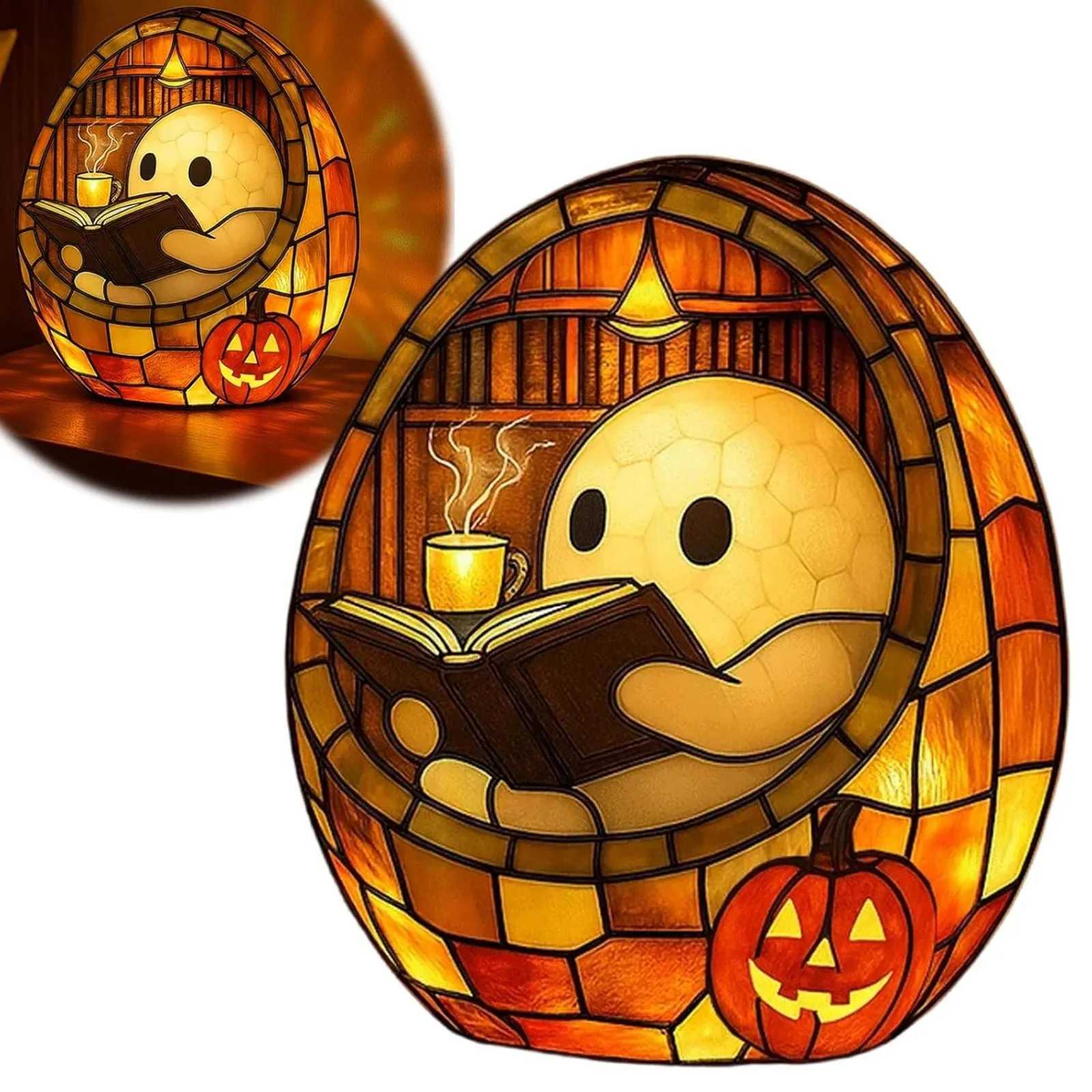 Handmade Halloween Ghost Reading Book Table Light Flickering Nightlight For Readers Book Lover Adorable Holiday Home Decor C250913