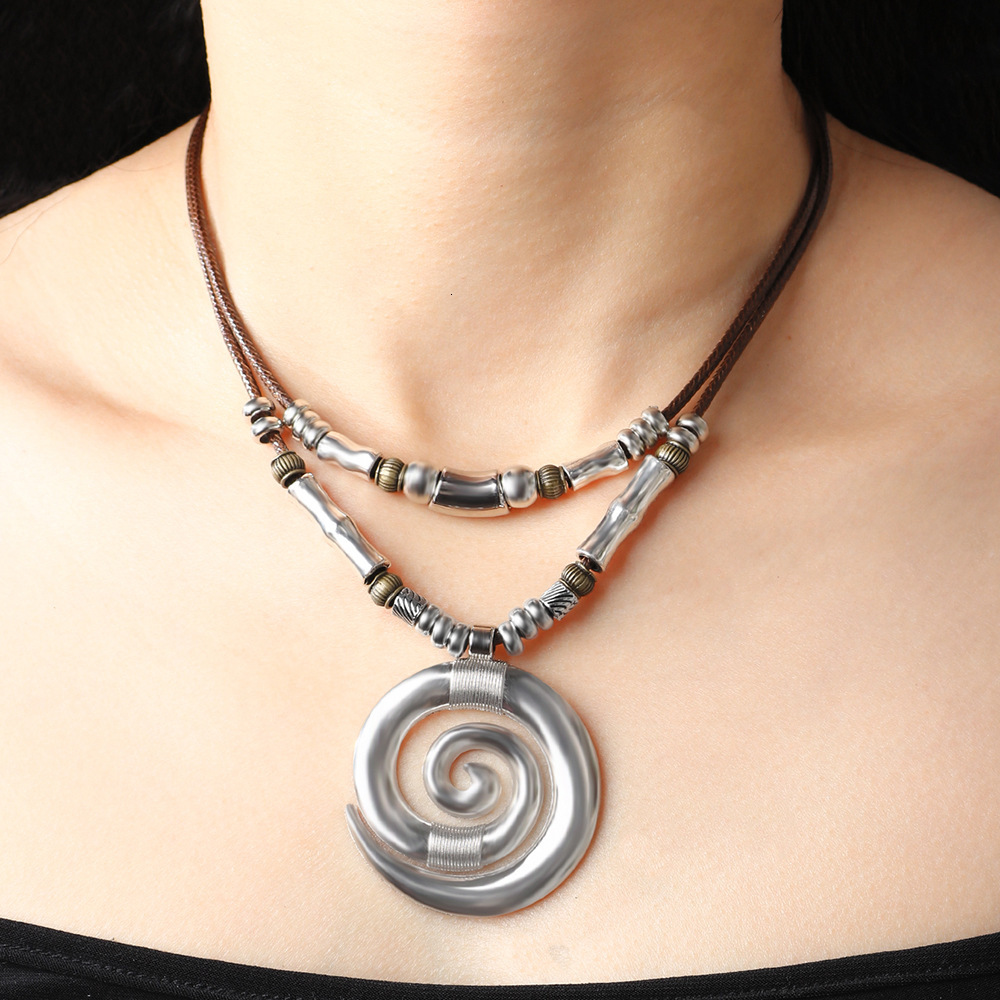 Temu Long Swirl Totem Bohemian Style Beach Women's Necklace Pendant ddmymoon