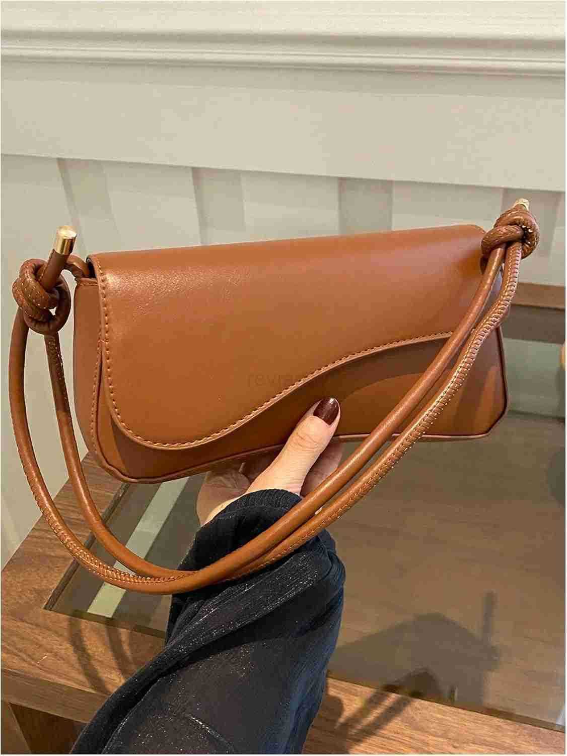 Womens Asymmetrical Flap Shoulder Bag Adjustable Knot Strap Top Handle PursesW250913