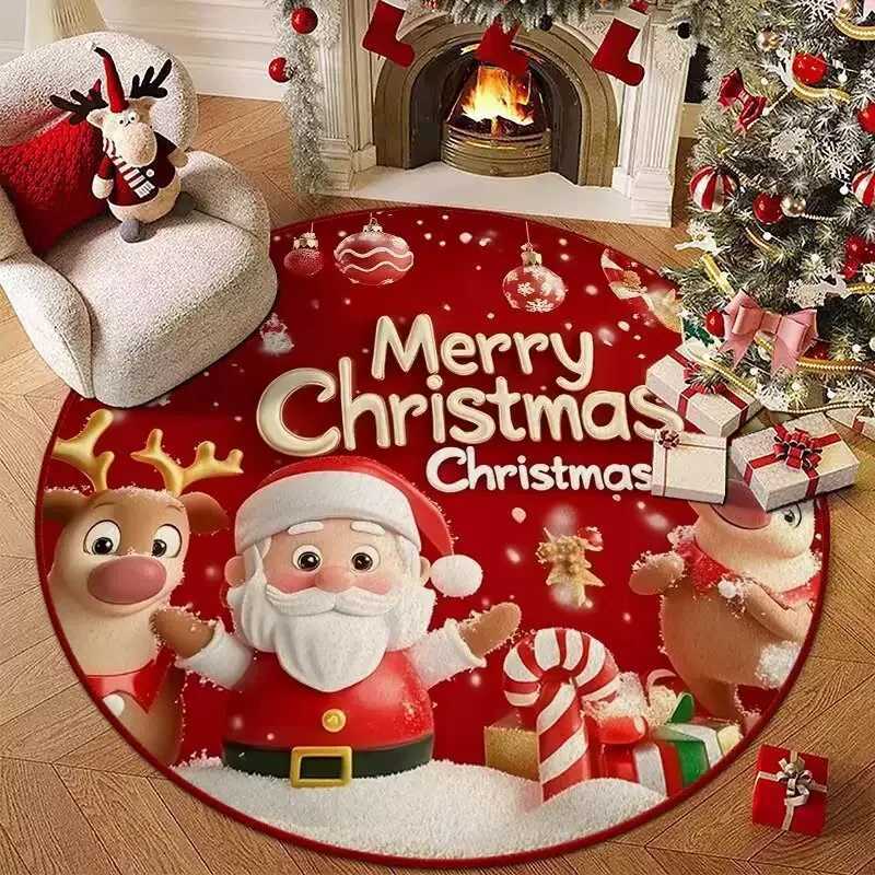 VIKAMA Large Festive Round Living Room Carpet Acrylic WoolLike Plush Rug for Family Gathering Home Decor C250913