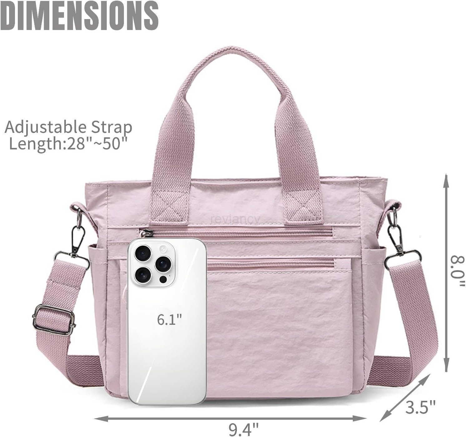 Small Nylon Tote Bag for Women Lightweight Crossbody Tote Handbag with Long Strap for Daily Work College TravelW250913