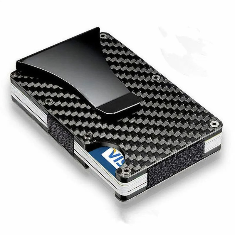 Minimalist Carbon Fiber RFID Holder Ultrathin Mini ID Credit Card Holder Aluminum Alloy Mens and Womens Wallet 250912