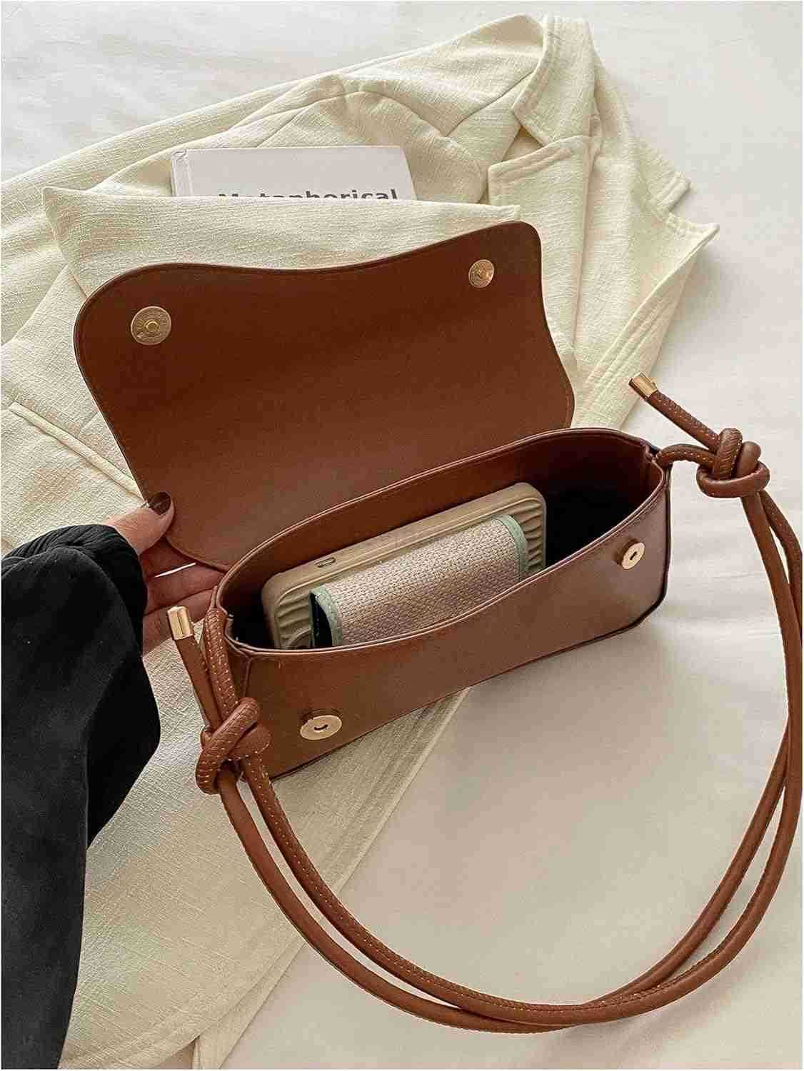 Womens Asymmetrical Flap Shoulder Bag Adjustable Knot Strap Top Handle PursesW250913