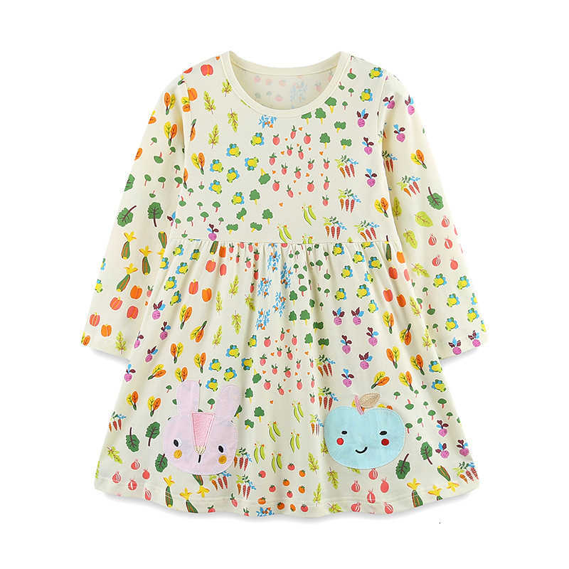 Girl's Dresses 25 Autumn New Girls' Dress Floral Princess Dress for Children Small and Medium Kids Round Neck Long Sleeve Dress