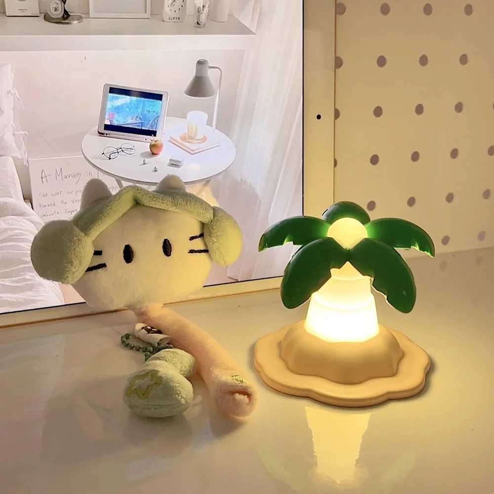 Mini Night Light LED Cartoon Coconut Tree Desk Lamp Desktop Ornament Bedside Bedroom Table Lights Children Boy Holiday Gifts C250913