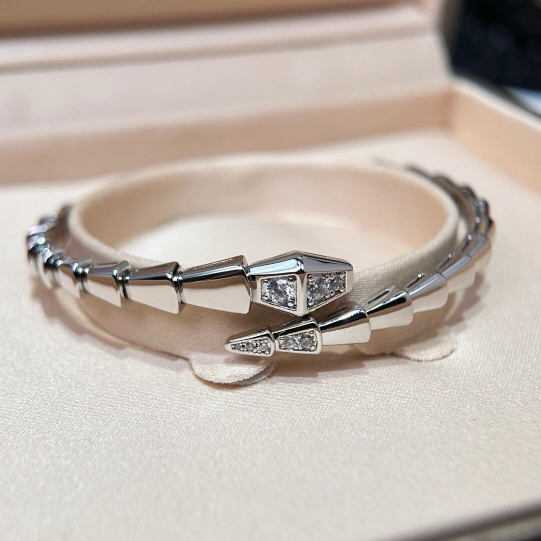 High Version V Gold New Elastic Open With Micro Set Zircon Gold Plated Full Dia Narrow Snake Bone Bracelet