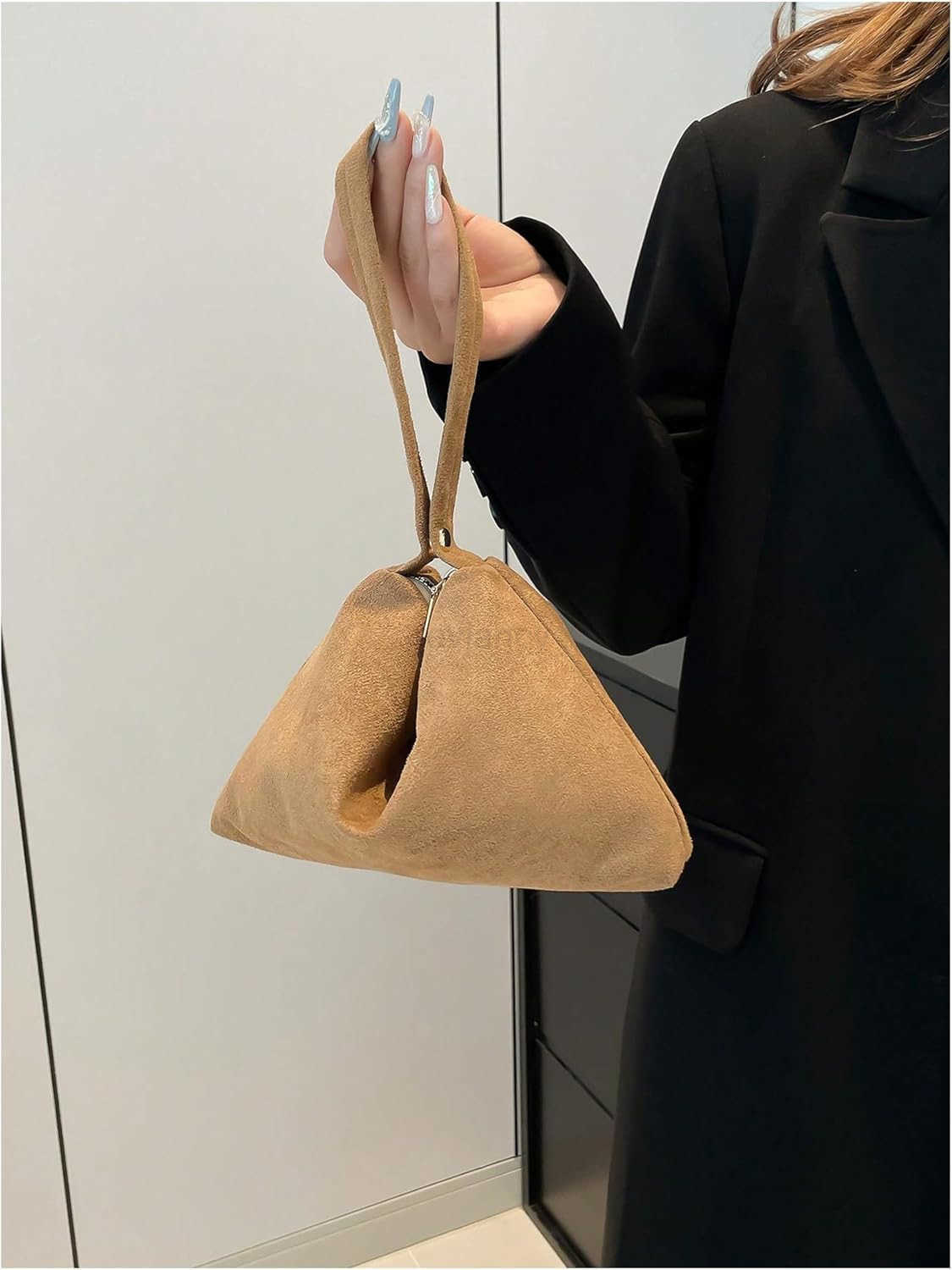 Womens Small Square Top Handle Clutch Purse Zipper Closure Dumpling BagsW250913