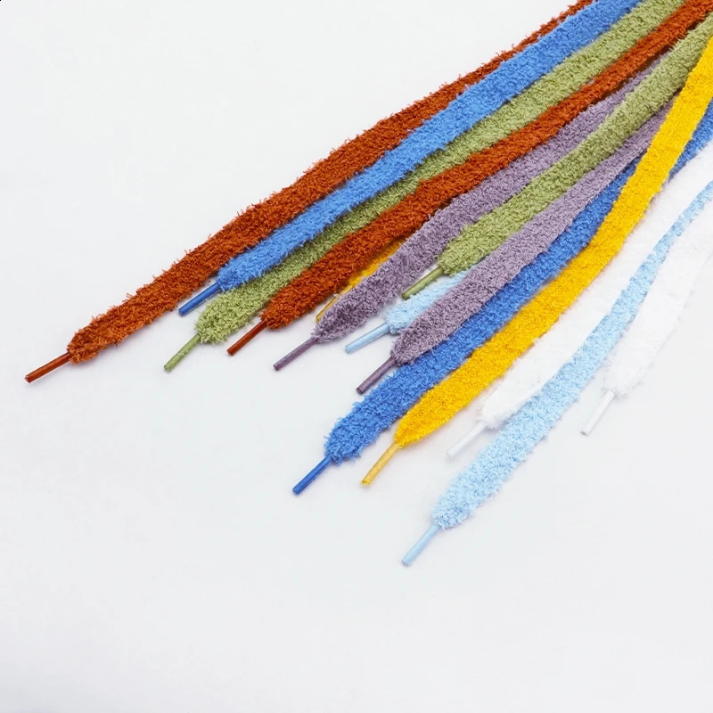 1Pair Flat Shoelace Fluffy Shoelaces 15cm Width Plush Rope Shoe Laces 100120140160CM for Woman Man Shoes Accessories Fashion 250912
