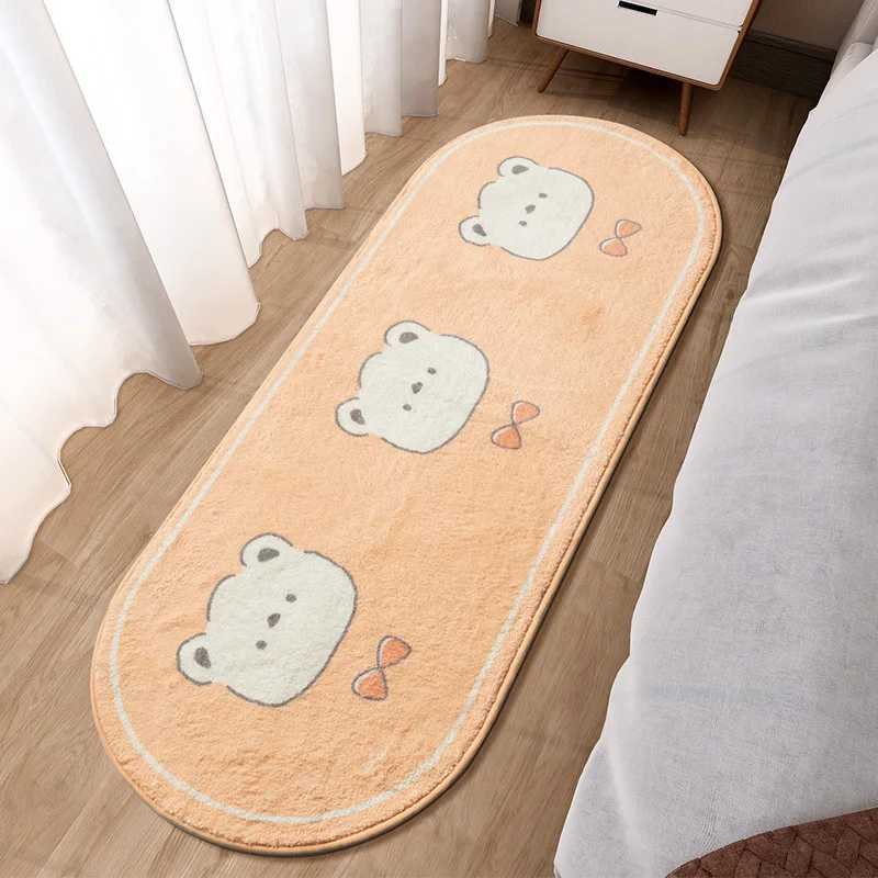 Cartoon Faux Lamb Wool Bedroom Bedside Rugs Lovely Rabbit Pink Bed Area Carpet Soft No Icy Feet for Girls Children Bed Room Rug C250913
