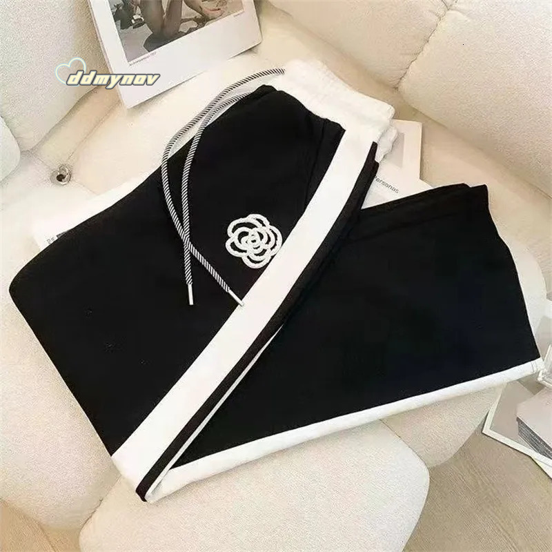 Designer Casual Sports Suit For Women Summer Thin Street Fashionable Trendy Youthful Wide-Leg Pants Fashion Two-Piece Set ddmynov