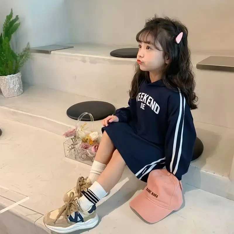 Childrens Sets Girls Dress Suit Spring and Autumn Styles Letterman Hooded Top Pinafore Jumper Dress Kids Clothes C250913