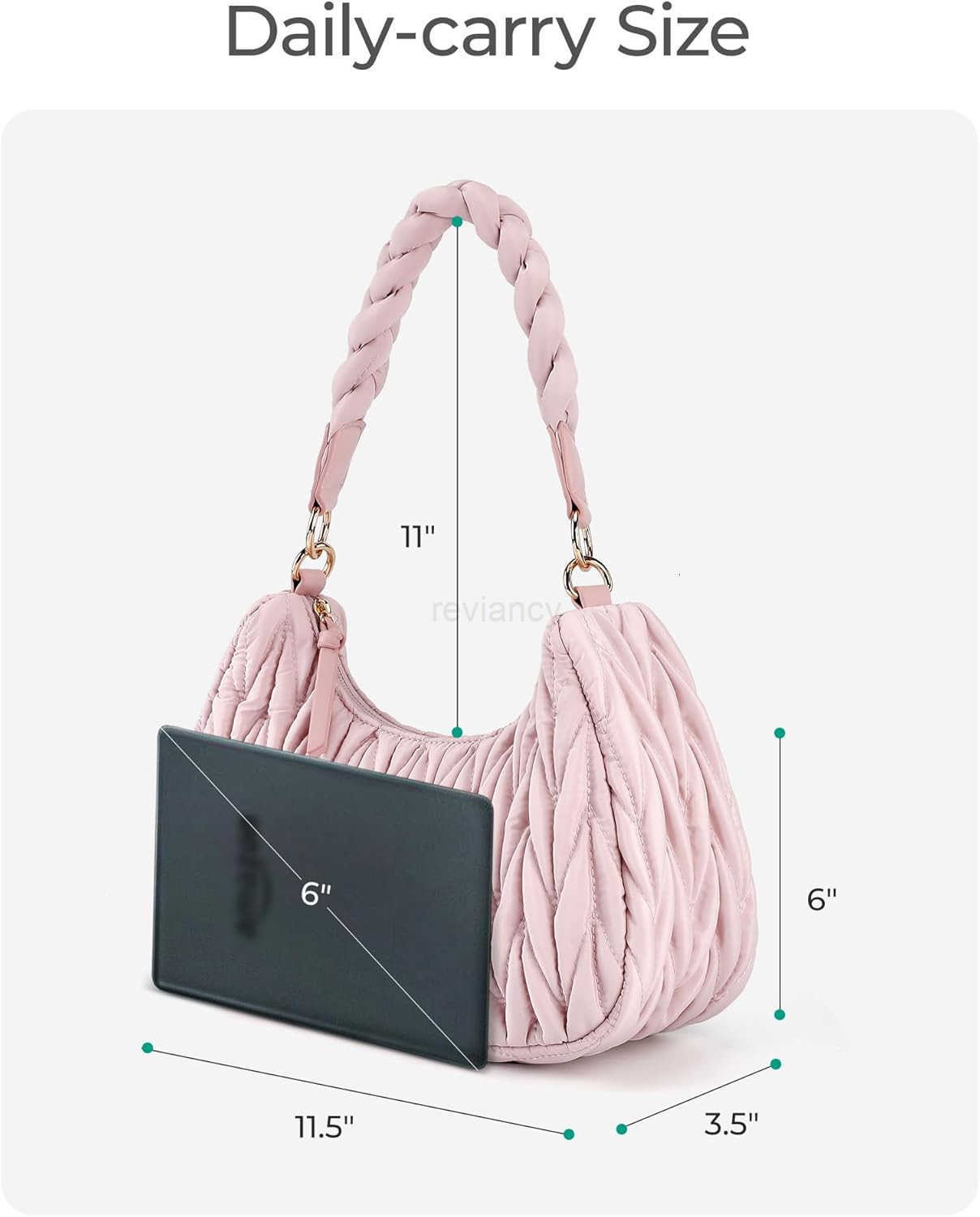 Small Shoulder Bags for Women Puffy Cute Purses for Women with Woven TopHandle Quilted Crescent Hobo HandbagW250913