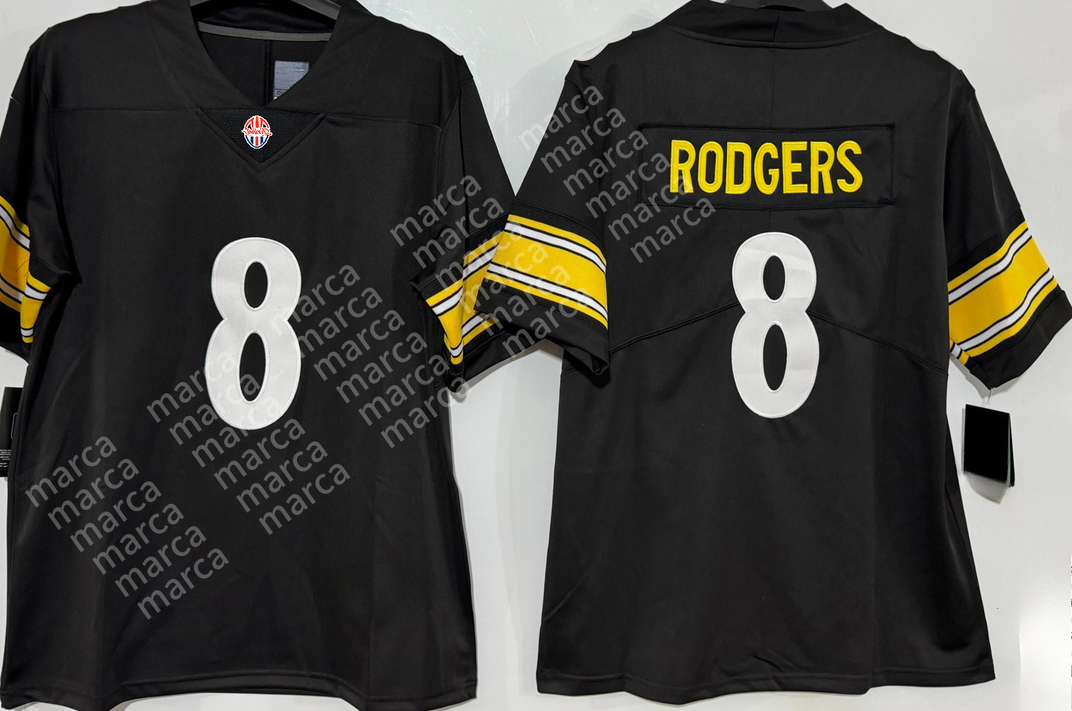Personalized 8 Aaron Rodgers Will Howard Custom Football Jersey Metcalf WATT Fields Fitzpatrick Wilson Embroidered Letter Number Design333