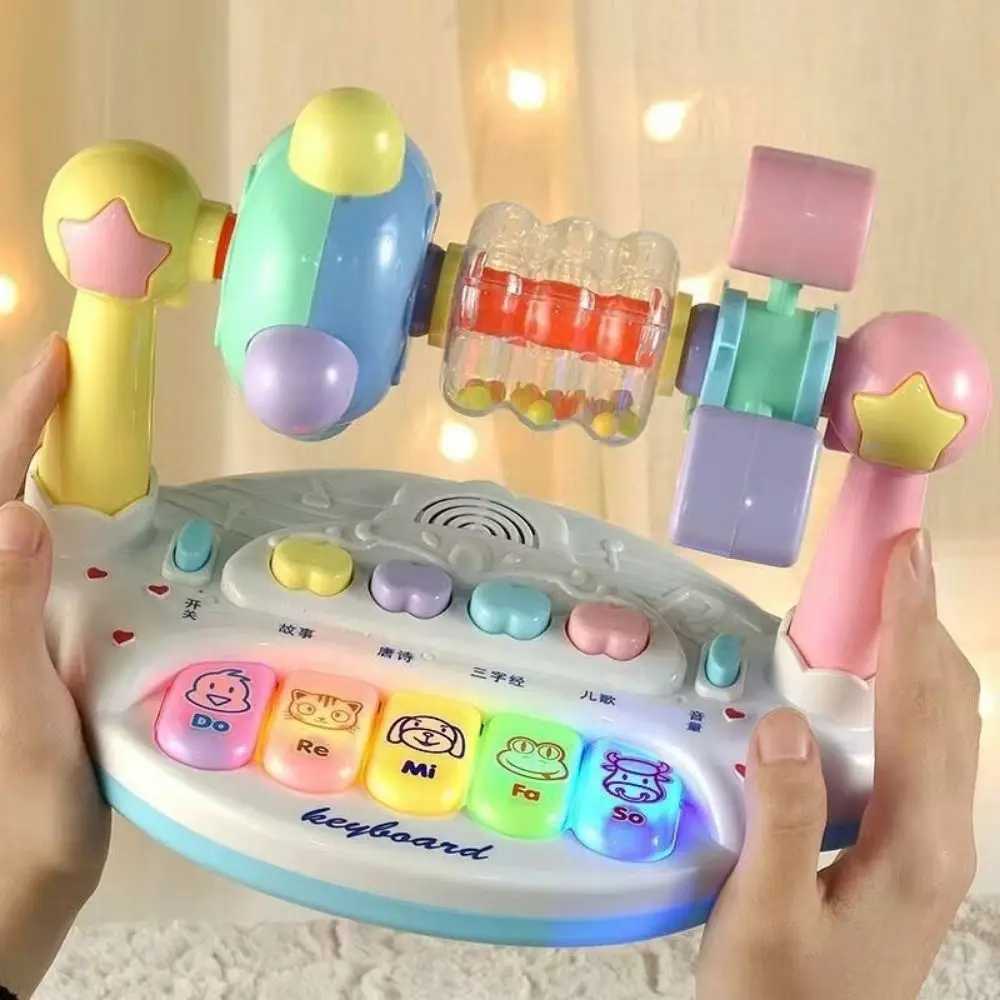 Interactive Baby Music Piano Toy with Light Sound Animals Sounding Rotating Music Piano Music Instrument 5 Keys Keyboard C250913