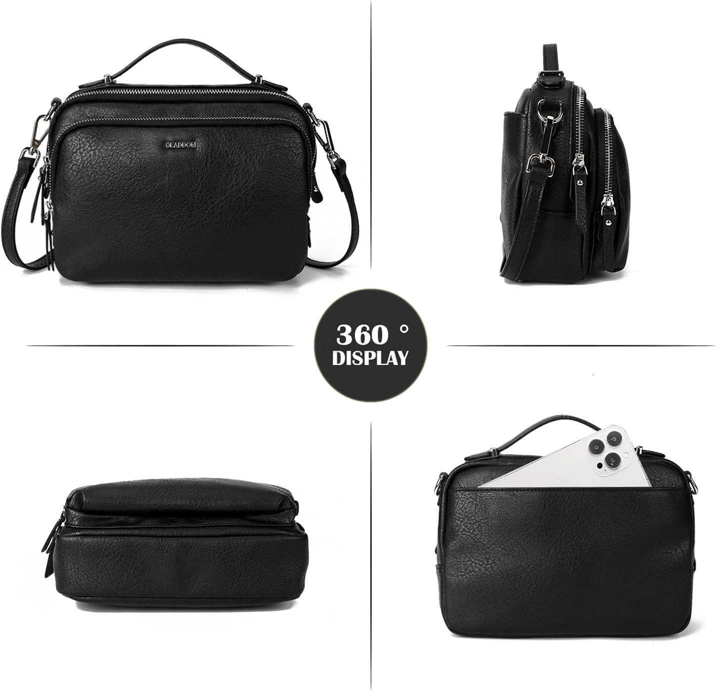 Multi Pockets Crossbody Bags for Women Small Top Handle Purse Satchel and Medium Pocketbooks with Soft Vegan LeatherW250913