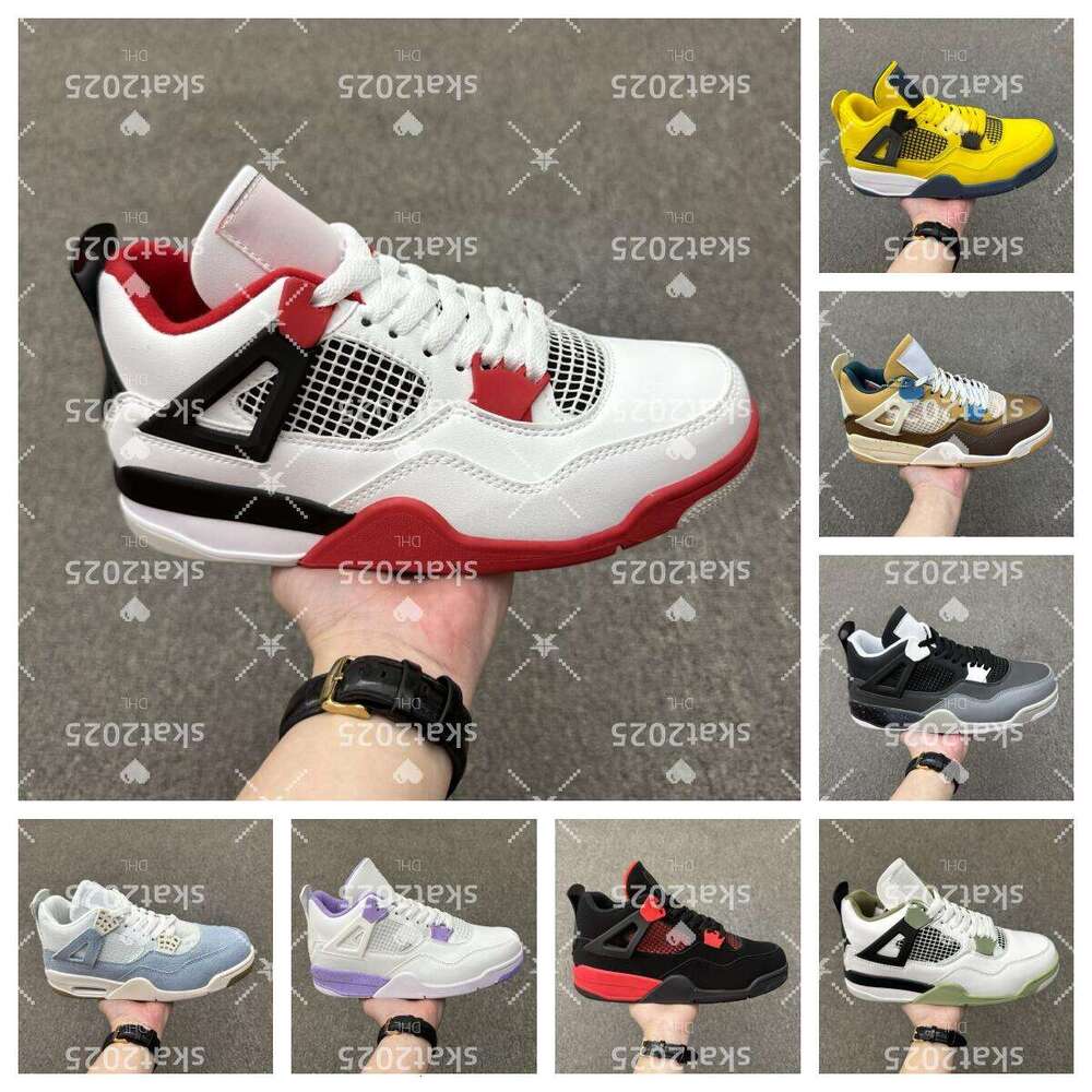 Mens Womens Designer Basketball Shoes 4 4s Black Cat Sneakers Military Pure Money Sail Red Cement White Oreo Cool Grey University Blue Men Women Sports Trainers