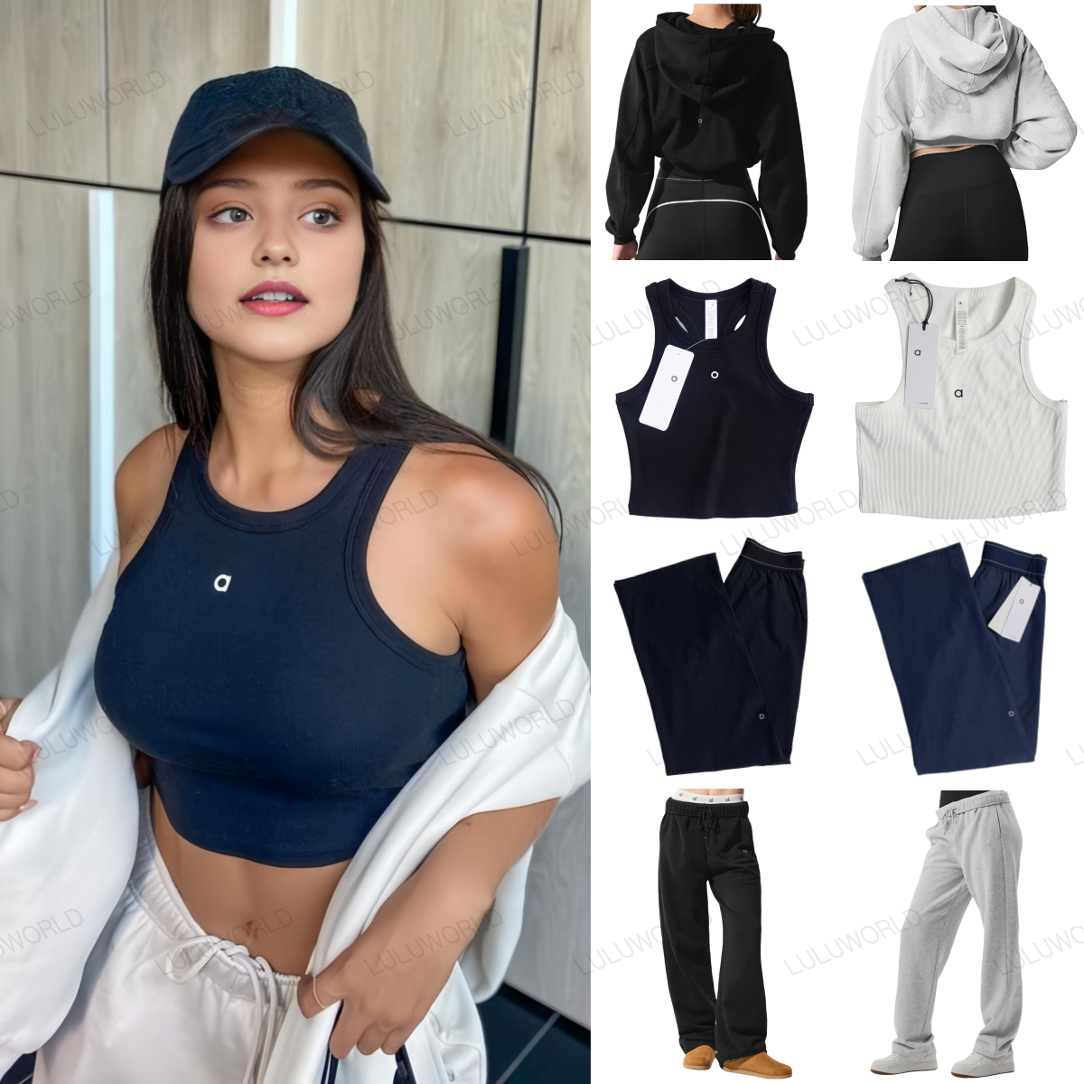 2025 5A New women Vest Yoga clothes sets Sports Coat hoodie Tank Top Wide Leg Pants Breathable Straight Yoga Wear Suit Shirt Sweatshirt Aloness women clothes sets