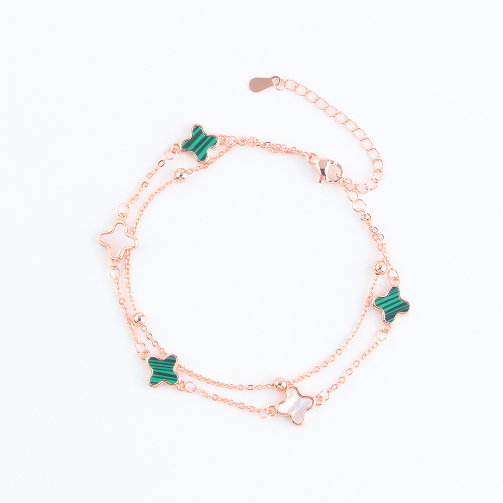 Lucky Four-Leaf Clover Five-Flower for Women Trendy Light Creative Mother-of-Pearl Bracelet Fashionable High-End Double-Layer Jewelry - view 7