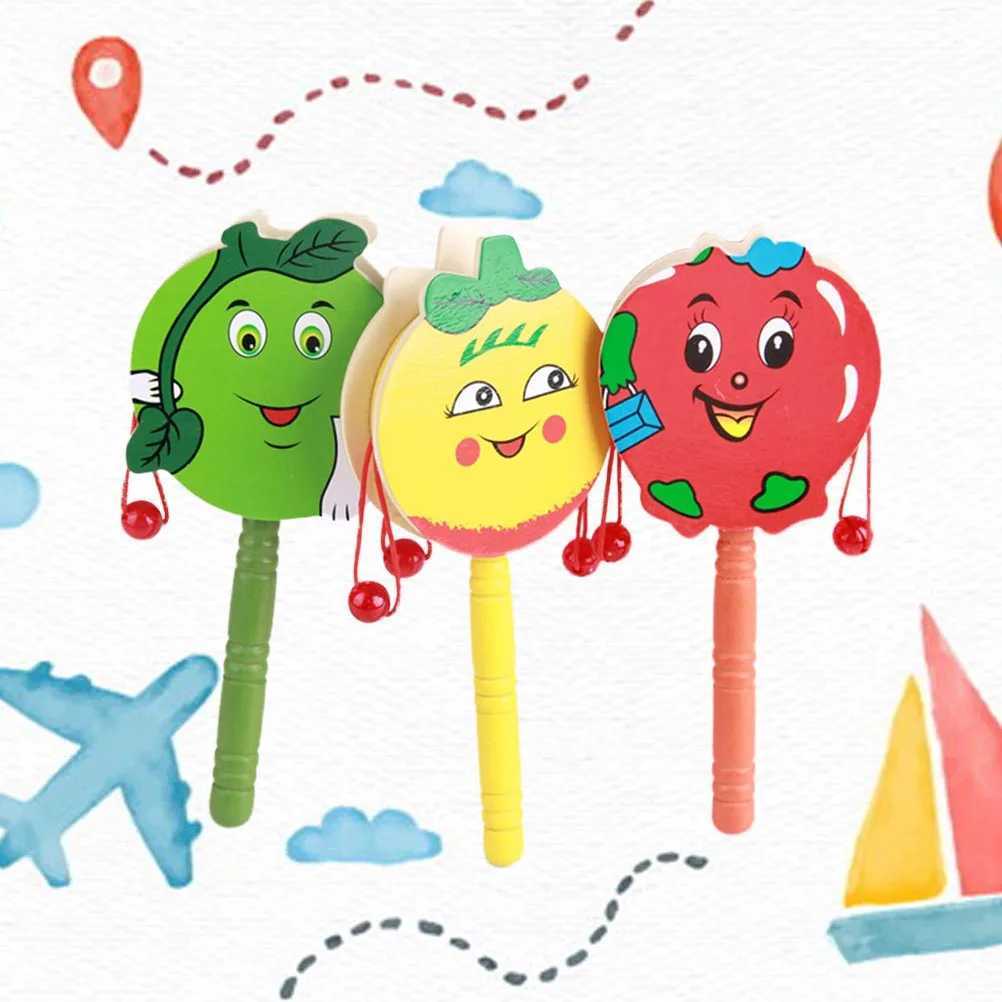 3 Pcs Baby Toys Wooden Wave Drum Shaking Music Creative RattleDrum Educational Toddler C250913