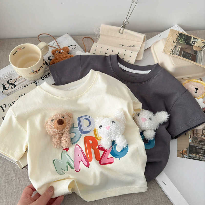 Children's Cotton Short Sleeve T-Shirt New Cartoon 3D Cute Doll Kids Summer Fashion Korean Style
