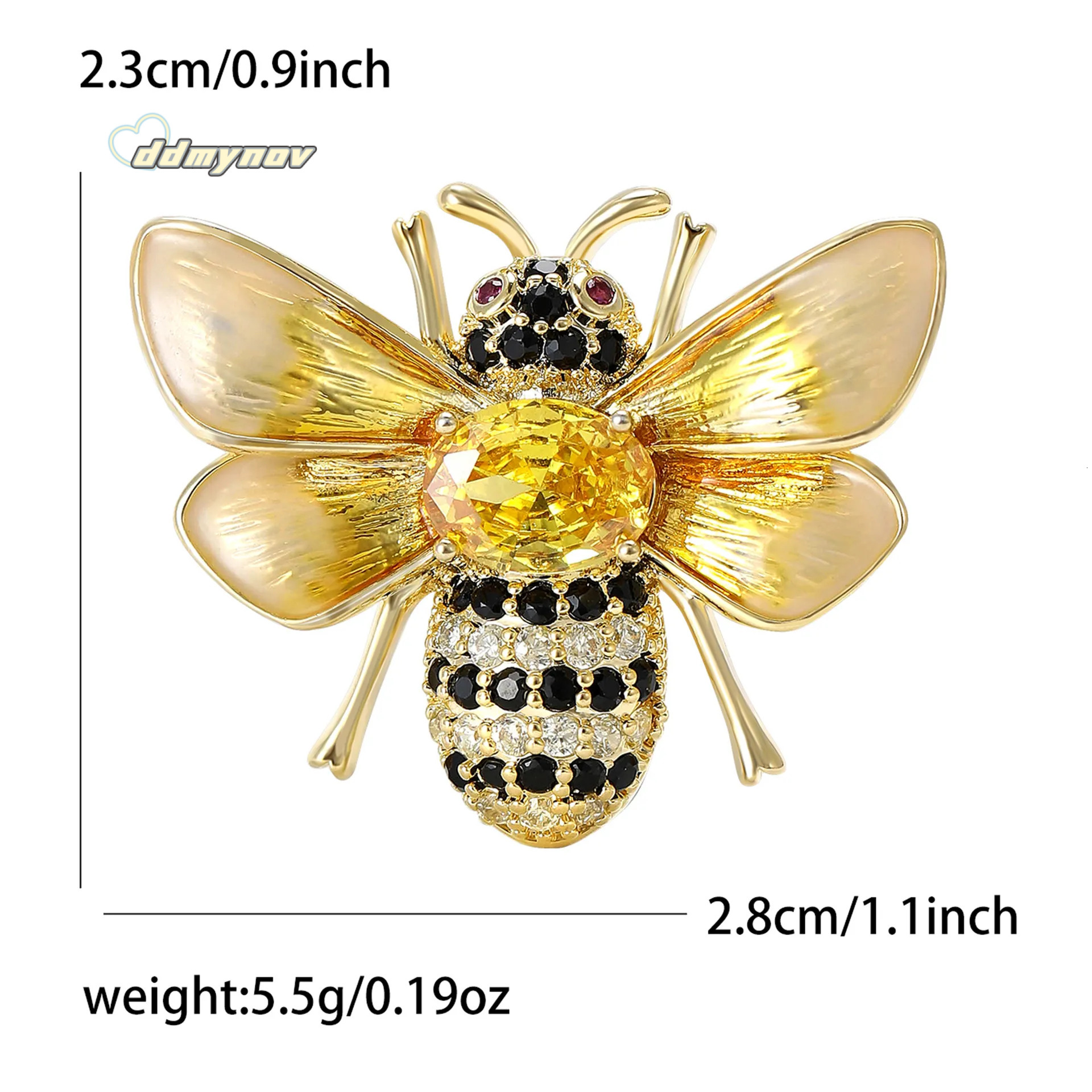 Gold Tone Rhinestone Bee Brooch With Yellow Gemstone, Black Onyx Pearl Accents Nature - Inspired Gift For Him/Her High Quality And Stylish Jewelry ddmynov