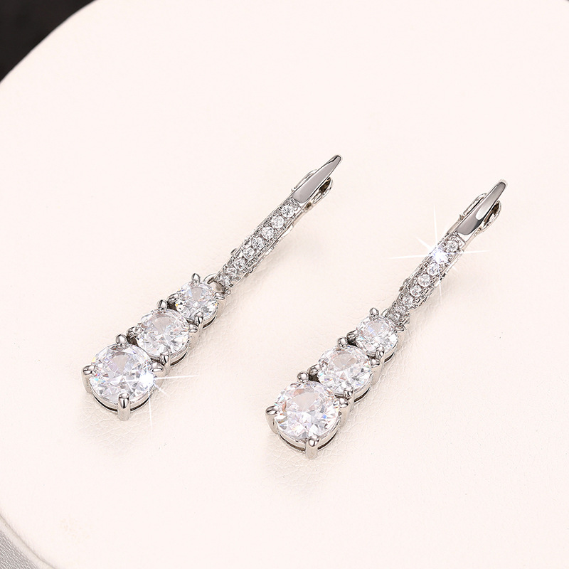 2025 Choucong Brand Dangle Earrings Luxury Jewelry 925 Sterling Silver Round Cut 5A Cubic Zircon CZ Diamond Gemstones Party Women Wedding Drop Long Ea