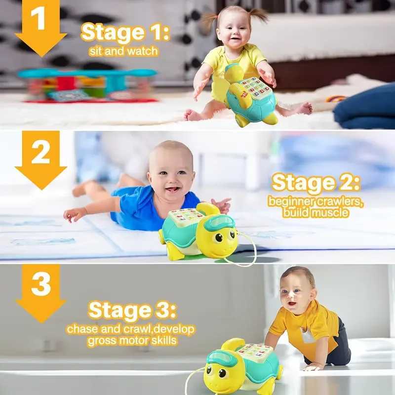 Musical Turtle Crawling baby Toys Interactive Baby Phone Toy with Piano Music Lights Toddlers Early Learning Educational Toys C250913