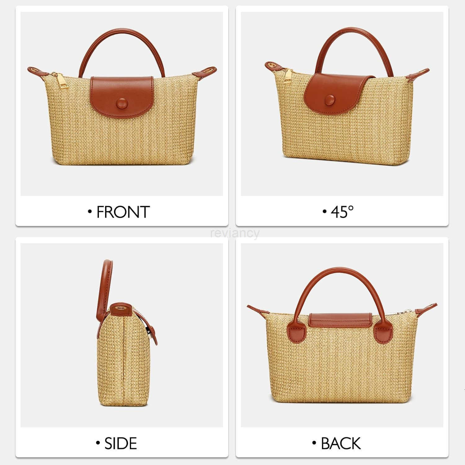 Top Handle Small Straw Woven Crossbody Bag for Women Summer Mini Straw Beach Clutch Shoulder Purse brownW250913