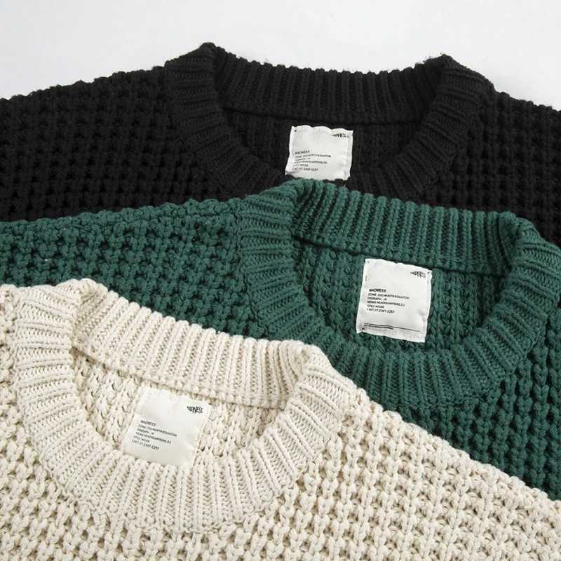 Heavy Knit Madness Sweaters Autumn Winter High Quality Casual Unisex Loose Waffle Pattern MDNS Sweater Pullover W250905