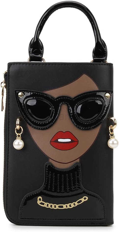 Women Novelty Lady Face Shoulder Bags Funky PU Leather Top Handle Satchel Handbags Clutch Purse for WomenW250913