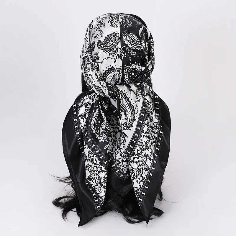 9090CM ic Paisy Print Square Scarf Soft Satin Bandana Vintage Windproof Wrap Casual Shawl Travel Beach Towel G250912