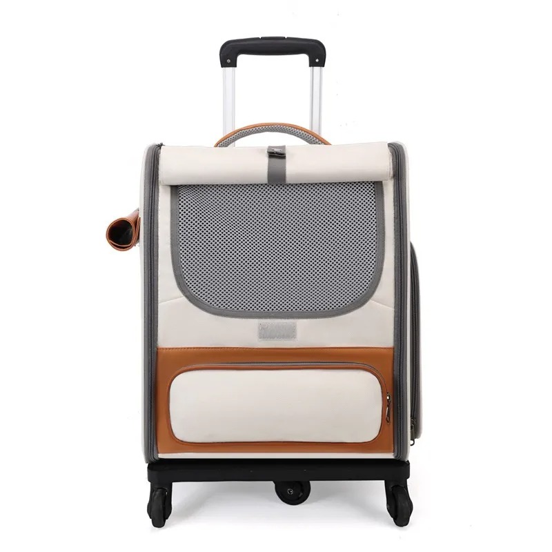 Gardner Pet Cat Carrier with Wheels and Litter Box Rolling Soft Carrier with Breathable Mesh Windows and Locking Zippers for Long Distance Car Travel 