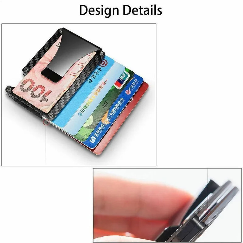 Minimalist Carbon Fiber RFID Holder Ultrathin Mini ID Credit Card Holder Aluminum Alloy Mens and Womens Wallet 250912