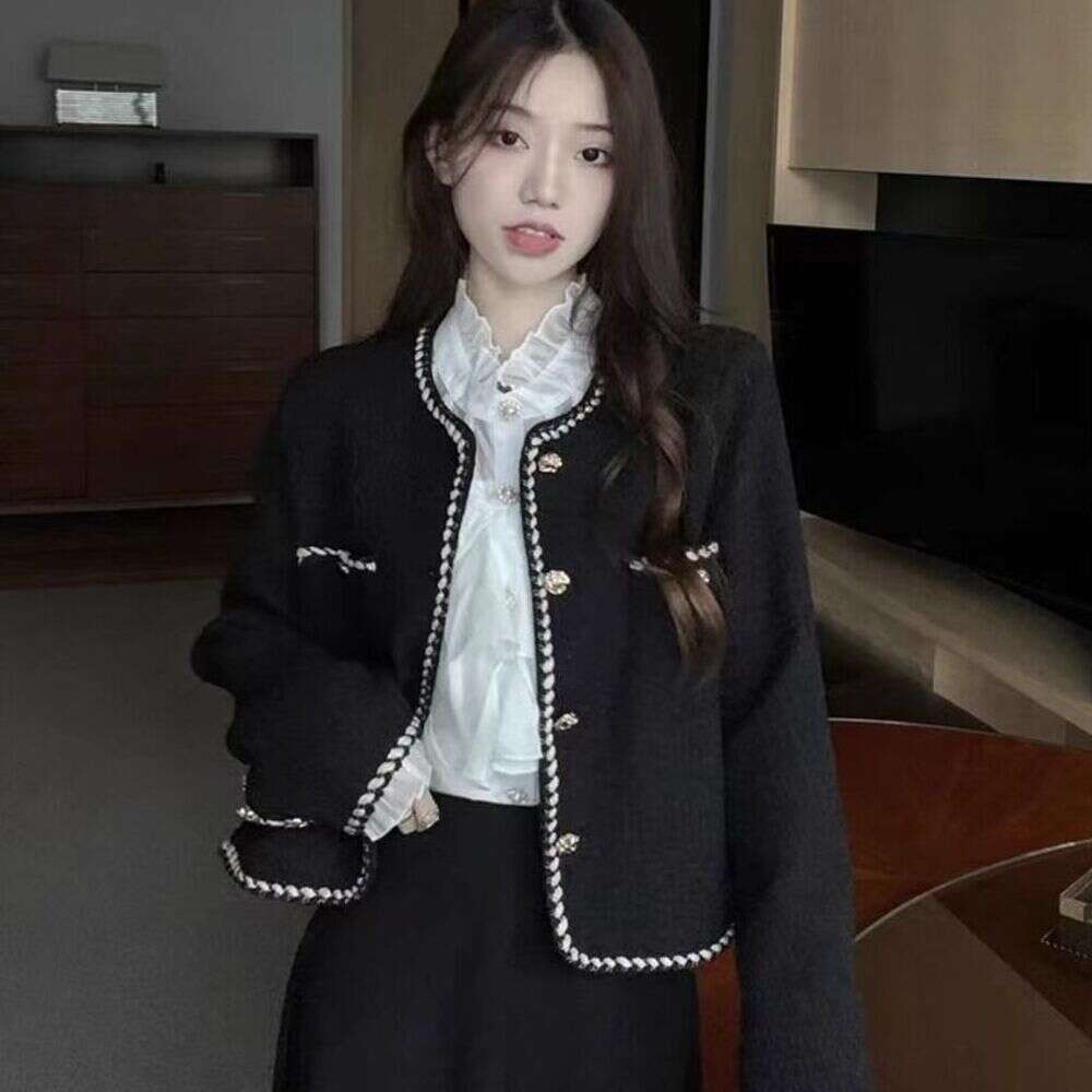 DHEssentials Elegant Socialite Little Chanel Style Coat for Women Unique Design Long Sleeve Outerwear Winter 2025 Spring Autumn New Women's Top