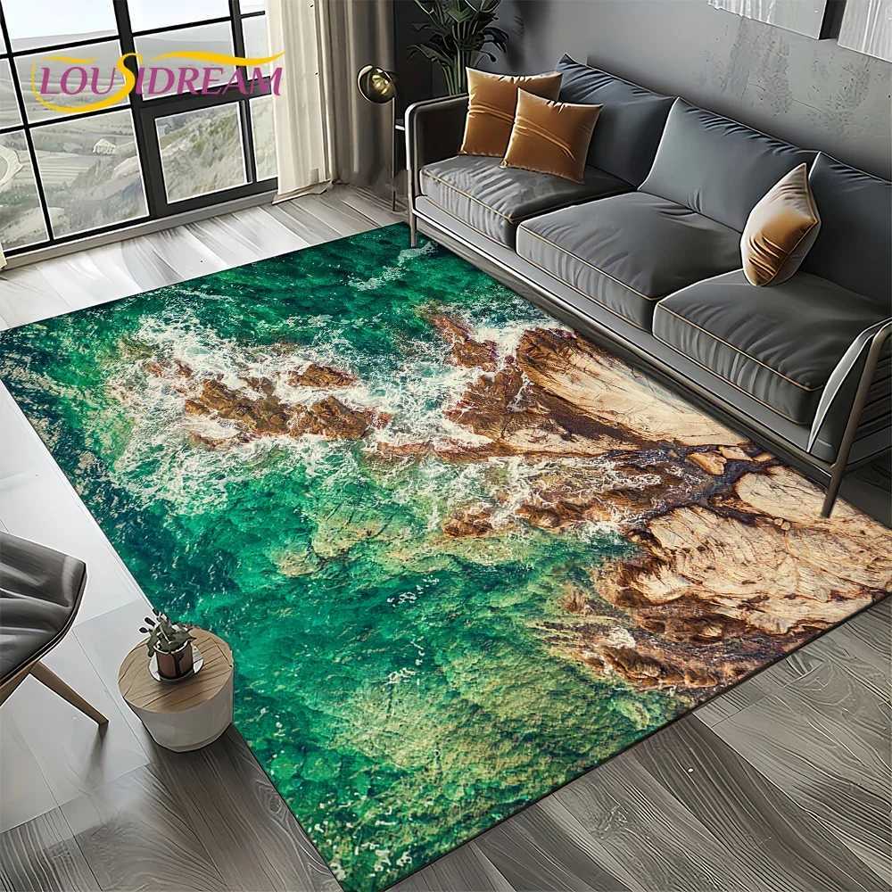 Ocean Beach Reef Nature Design Area Rug NonSlip Carpet for Living Room Bedroom Home Sofa Decor Kids Floor Mat C250913