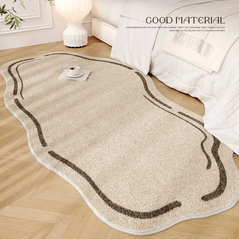 Cream Style Rugs for Bedroom Irregular Shapes Living Room Decoration Carpet Thick Plush Bedside Floor Mat Fluffy Soft Lounge Rug C250913